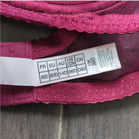 NWT Agent Provocateur Jayce burgundy set bra and thong 36D and 4 large